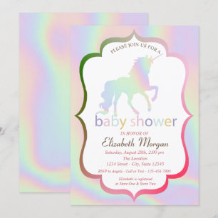 Holografisch Unicorn Baby shower Kaart