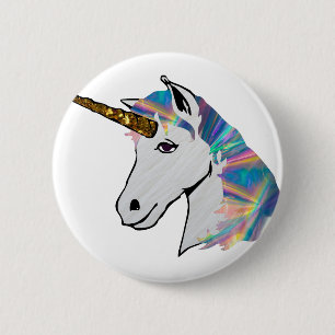 holografisch unicorn ronde button 5,7 cm