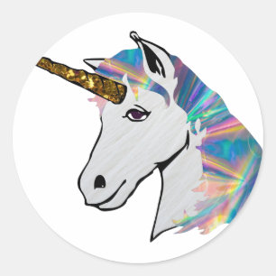 holografisch unicorn ronde sticker