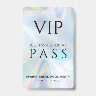Holografisch VIP All Access Pas Lentebreak Feest Badge