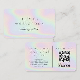 Holografisch Visagist Pastel Regenboog QR Code Visitekaartje