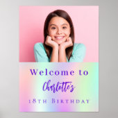 Holografische aangepaste foto 18e verjaardag welko poster (Voorkant)