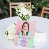 Holografische aangepaste foto Quinceanera feest we Reclamebord Met Voetstuk