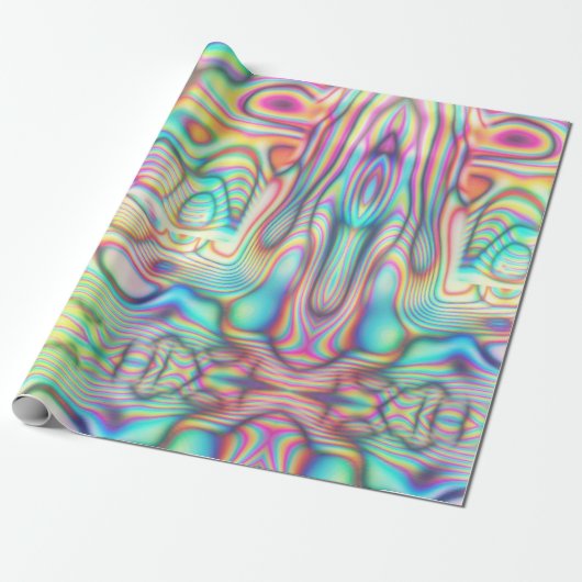 Holografische Abstracte Moderne Futuristische Deco Cadeaupapier (Uitgerold)