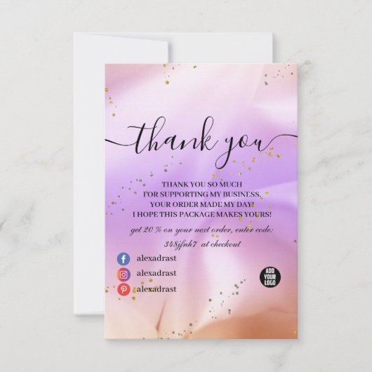 Holografische achtergrond Hologram Neon Overlay -  Bedankkaart (Voorkant)