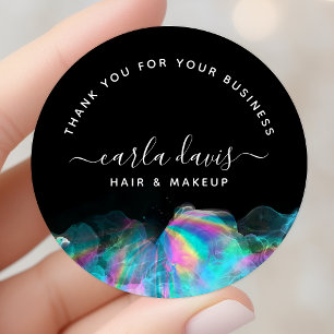 Holografische Alcohol Inkt Bedankt Zakelijk Ronde Sticker