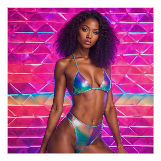 Holografische Badpak Model jaren '90 Stijl Perfect Poster