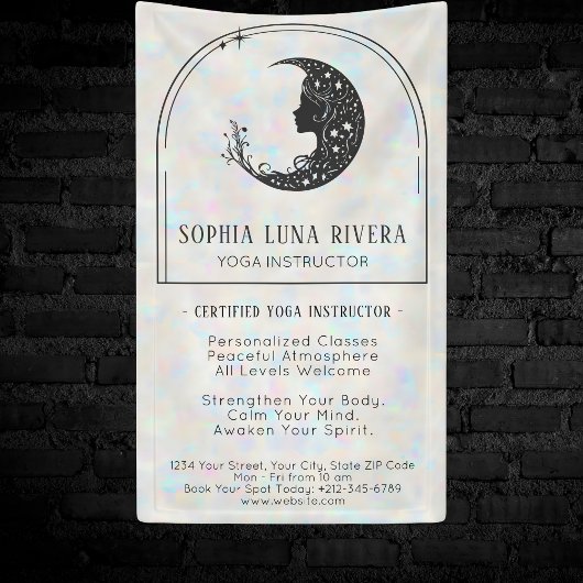 Holografische Boho Boog Hemelse Halve Maan Spandoek