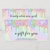 Holografische cadeaukaart eenhoorn glitters drijft (Voorkant / Achterkant)