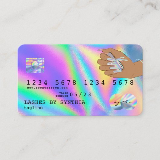 Holografische Credit Kaart Nail Tech Visitekaartje (Voorkant)