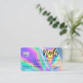 Holografische Credit Kaart Nail Tech Visitekaartje (Staand voorkant)