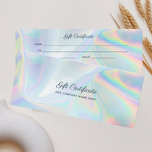 Holografische DIY Modern Business Gift Certificaat