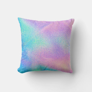 Holografische echte textuur in blauwe roze groene kussen