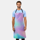 Holografische echte textuur in blauwe roze groene schort (Gedragen)