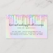 Holografische eenhoorn make-up haar glitter druppe visitekaartje (Achterkant)