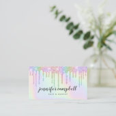 Holografische eenhoorn make-up haar glitter druppe visitekaartje (Staand voorkant)
