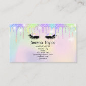 Holografische eenhoorn make-up wimpers glitter dru visitekaartje (Achterkant)