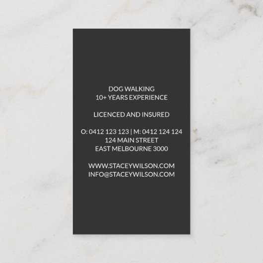 Holografische en houtskool poot print hond groomer visitekaartje (Achterkant)