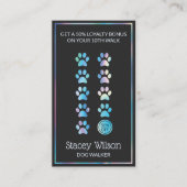 Holografische en houtskool poot print hond groomer visitekaartje (Voorkant)