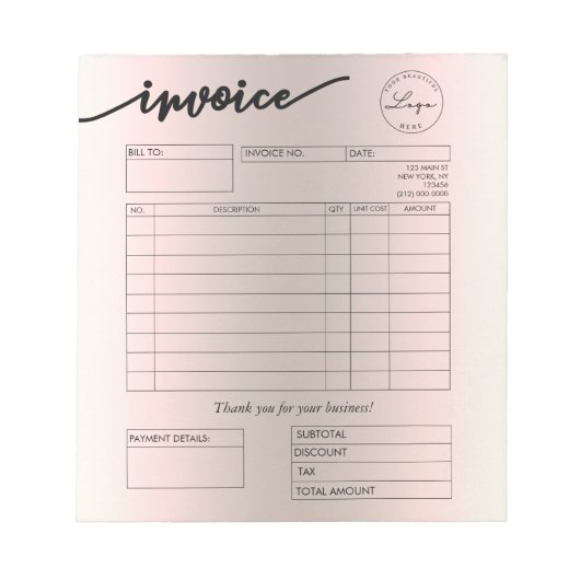 Holografische factuur aangepaste Logo Notitieblok (Voorkant)