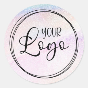 Holografische Fake Glitter Regenboog Logo Ronde Sticker