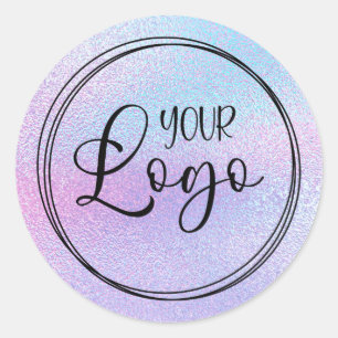 Holografische Faux Paarse Folie Logo Ronde Sticker
