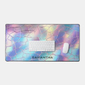Holografische Folie Achtergrond Patroon Monogram Bureaumat (Keyboard & Muis)