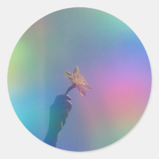 Holografische Folie kleurrijke trillende unicornLi Ronde Sticker