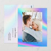 Holografische Foto Bruiloft Bewaar de Datum Uitnod Briefkaart (Voorkant / Achterkant)