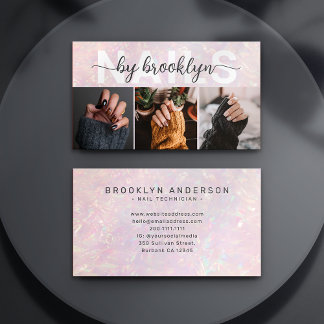 Holografische fototypografie Nail Artiest Visitekaartje