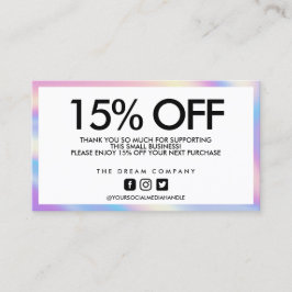 Holografische geometrische korting Bedankt Visitekaartje