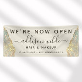 Holografische Glam Glitter Salon Openen Spandoek