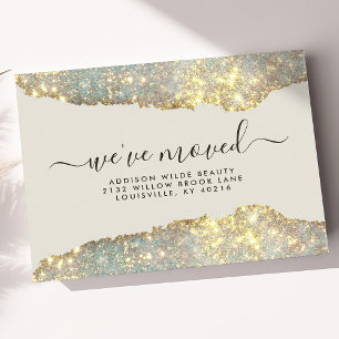 Holografische Glam Glitter Salon Verhuisbericht Aankondigingskaart