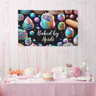 Holografische Glitter Cakes en snoep Bakkerij Spandoek