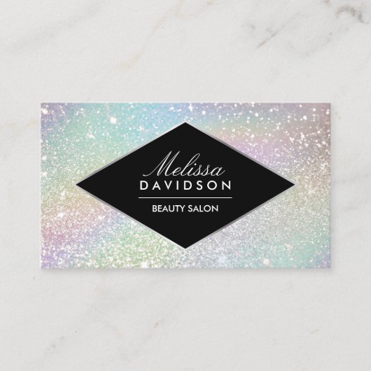 Holografische Glitter en Glamour Beauty Visitekaartje (Voorkant)