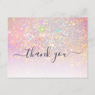 Holografische Glitter Glam Elegant Sparkle Dank u Briefkaart