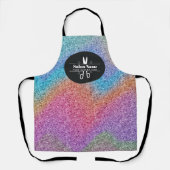 Holografische Glitter Haarstylist Logo Schort (Voorkant)