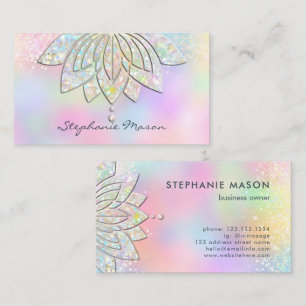 Holografische Glitter Mandala Lotus Bloem Visitekaartje
