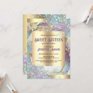 Holografische Glitter Moderne Gouden Marmer Sweet Kaart
