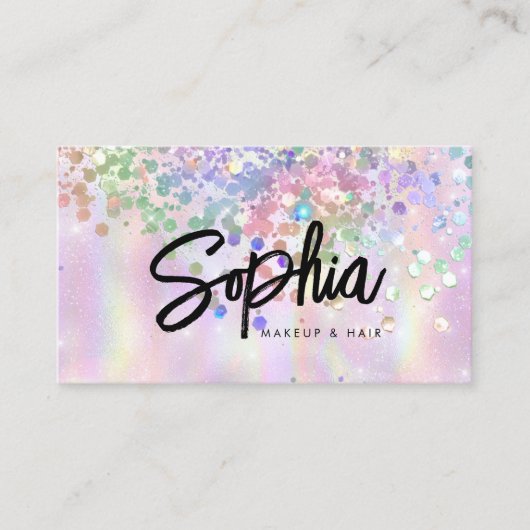 Holografische Glitter QR Code Glanzende Roze Schoo Visitekaartje (Voorkant)