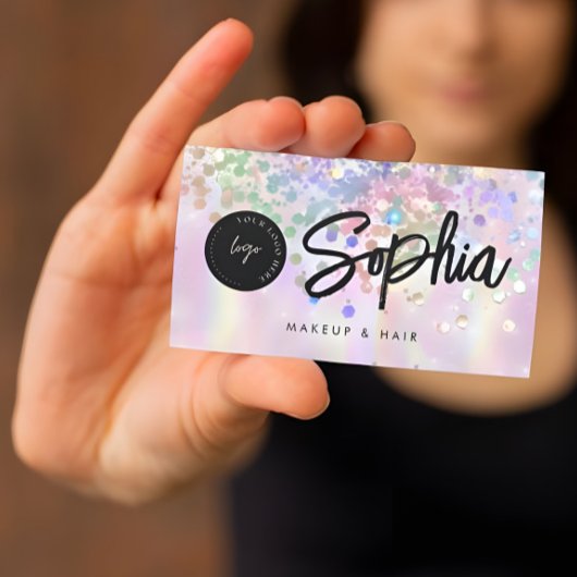 Holografische Glitter QR Code Logo Glanzende Roze Visitekaartje