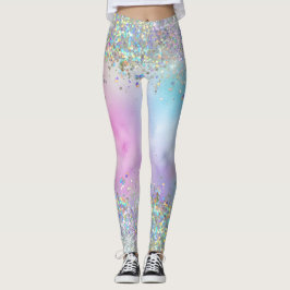 Holografische Glitter Rainbow Pastels Leggings