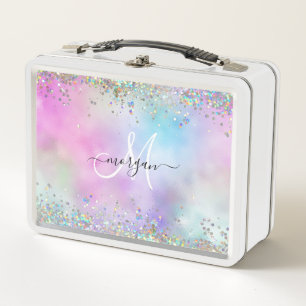 Holografische Glitter Regenboog Pastels Monogram