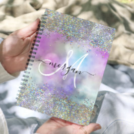 Holografische Glitter Regenboog Pastels Monogram Planner