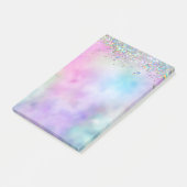 Holografische Glitter Regenboog Pastels Monogram Post-it® Notes (Schuin)
