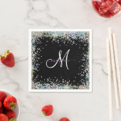 Holografische Glitter Regenboog Pastels Monogram Servet (Insitu)