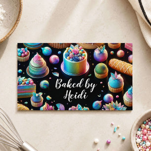 Holografische Glitter Taarten en Snoepjes Bakkerij Visitekaartje