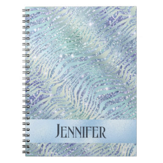 Holografische glitter zebraprint notitieboek