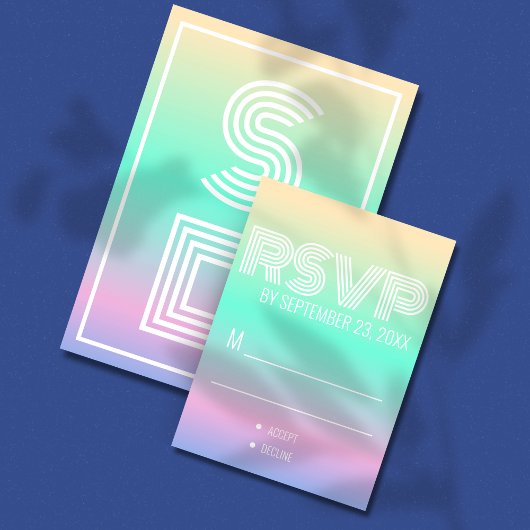 Holografische Gradiënt Moderne Huwelijk RSVP Kaartje