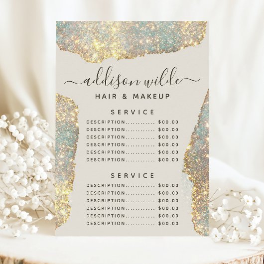 Holografische handtekening script glitterservice p menu